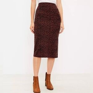 Loft Leopard Midi Skirt